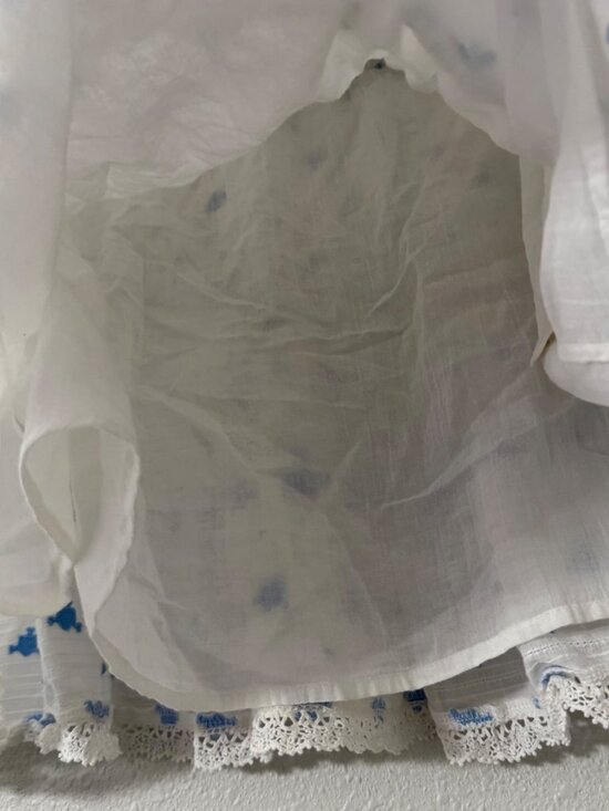 Love Shack Fancy White Blue Embroidered Floral Cottagecore Skirt Womens Medium - Picture 4 of 5